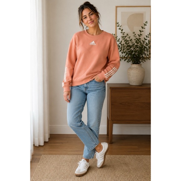adidas Tops - Adidas Women's Peach Crew Neck Long Sleeve Pullover Sweatshirt Women's Medium